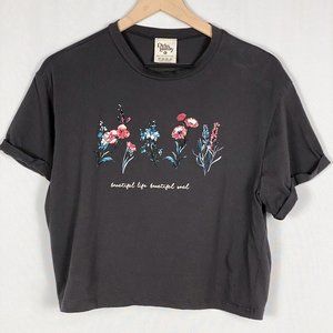 Dirtee Laundry Charcoal Flower Graphic Crop Top XL